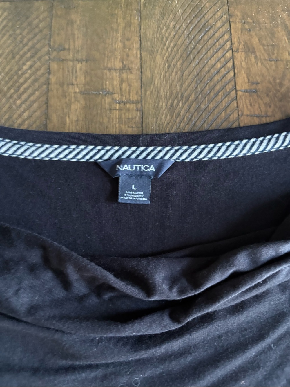 NWT Nautica Scoop Cowl Neck Collar Black Tee Top Tunic Rayon Spandex Soft Casual